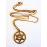 A 9-carat gold Star of David pendant and 9-carat gold chain (8g) (The cost of UK postage via Royal