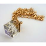 A 9-carat gold belcher chain and crystal pendant (9g) (The cost of UK postage via Royal Mail Special