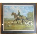 A parcel-gilt framed and glazed (limited edition 50/325) colour lithograph, 'Captain R. E Wallace'