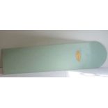 A 1950s duck-egg-blue Surf Rider surfboard (121cm high)