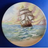 A Royal Doulton charger; 'The Victory' from the 'Famous Ships' series, printed marks to the