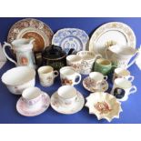 An assortment of 19th to late 20th century commemorative Coronation wares to include a jug, cups and