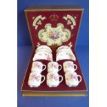 A Royal Crown Derby fine porcelain six-place coffee service comprising coffee cans and matching
