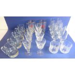 Drinking glasses to include cut-glass wines and tankards