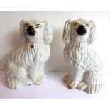 A pair of 19th century Staffordshire spaniels (25cm high)