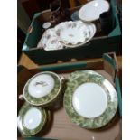 Various decorative ceramics to include an Aynsley part dinner service in the Onyx Green pattern with