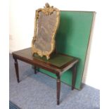 A green-baize-topped card table with folding base together with a reproduction mahogany occasional