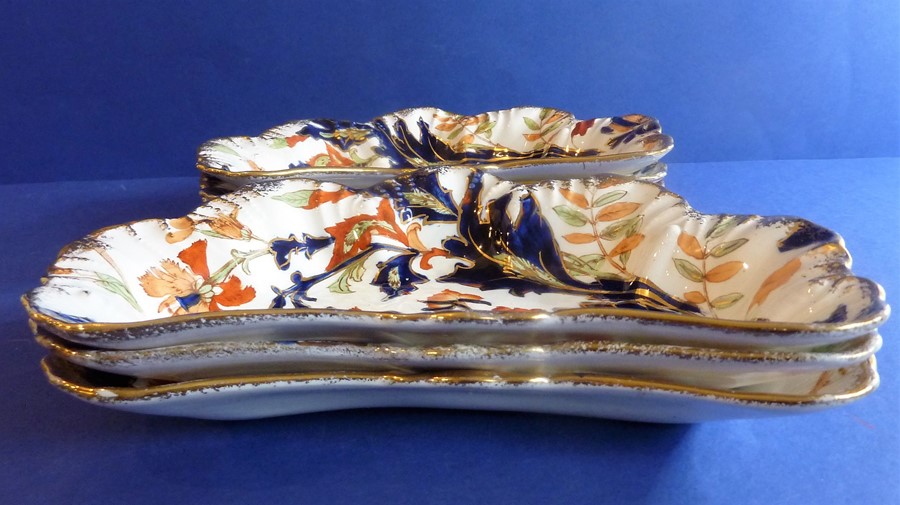 A set of six Ridgways ceramic hors d'oeuvre dishes; hand-gilded and decorated in the 'Fantasia' - Image 2 of 6