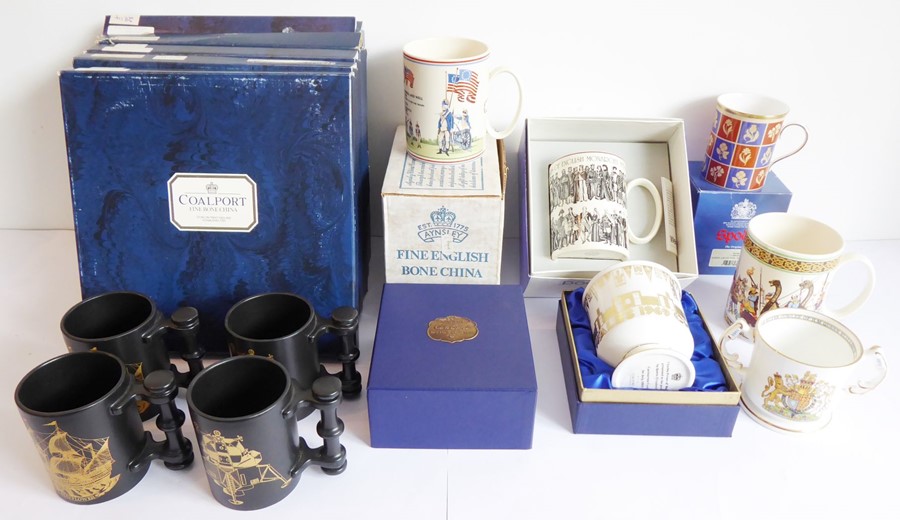 A good selection of mostly boxed commemorative ceramics: six Coalport plates (Spitfire, Hurricane,