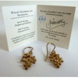 A pair of 9-carat yellow-gold drop earrings in a coral design, boxed and with original receipt and