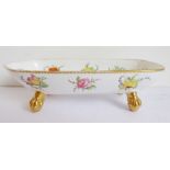 A fine quality 19th century porcelain boat-shaped trinket dish hand-gilded and decorated with