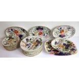 An early 19th century English porcelain part dessert service comprising four oval platters (34.5cm