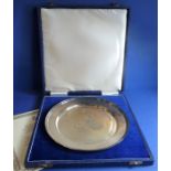 A limited edition (512 0f 2,000) hallmarked silver plate; 'In commemoration of the state visit of