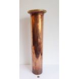 A large early 20th century cylindrical copper stick-stand having a brass rim (69cm high x 18cm