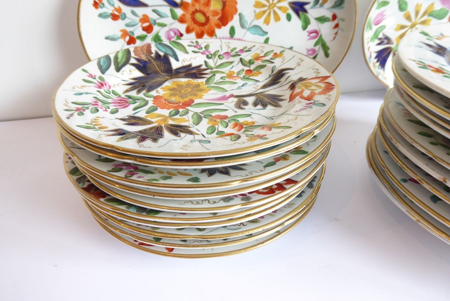 An early 19th century English porcelain part dessert service comprising four oval platters (34.5cm - Image 3 of 10