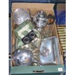 Various items of silver plate .to include a large and decorative coffee pot, several serving