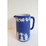 An early Wedgwood dark-blue Jasperware jug