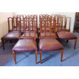 A set of 14 late 18th century-style (later) carved hardwood dining chairs, each having triple hoop