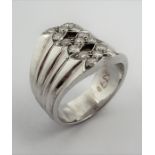 A heavy 18-carat white-gold ring set with 15 diamonds; ring size L/M (total weight 12.84g) (The cost