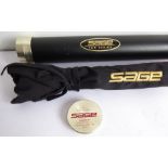 A Sage TCR 890-4 Graphite IIIE four-piece rod; 9 feet, #8, grilse/trout/salmon, in good condition