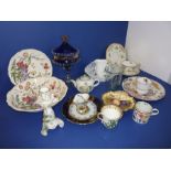 Small decorative ceramics and glassware to include a late 19th / early 20th century cobalt-blue