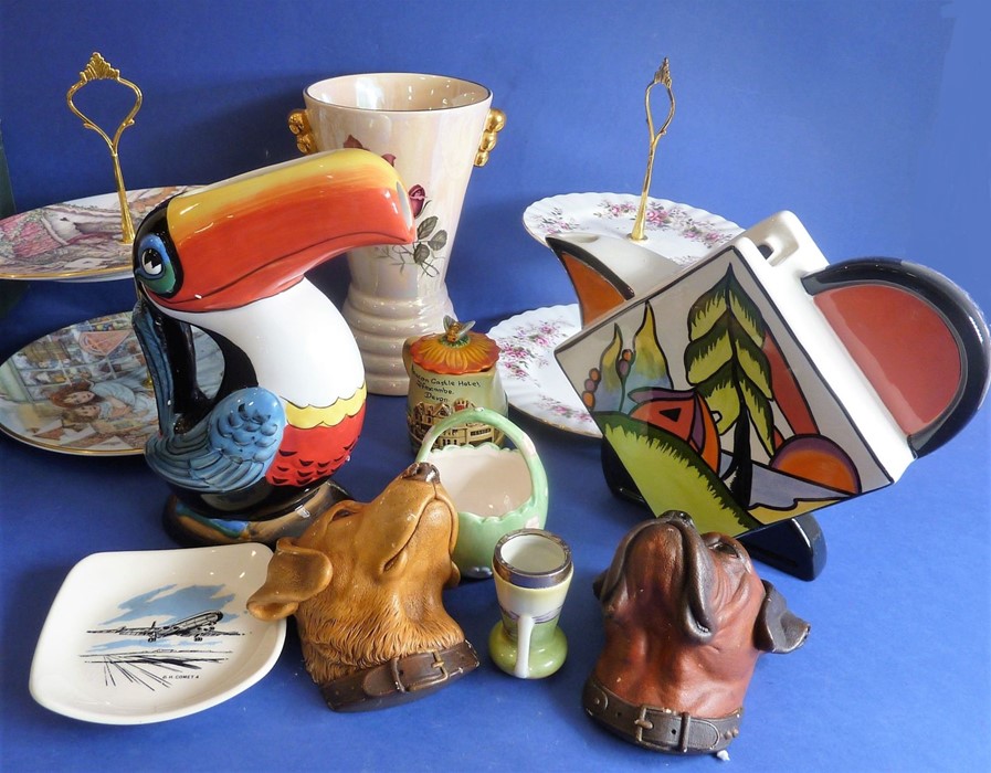 A good selection of ceramics, some from the1930s, to include a Lorna Bailey Art Deco-style teapot