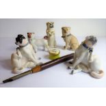 A small selection of mostly late 19th / early 20th century ceramic pugs to include an opposing