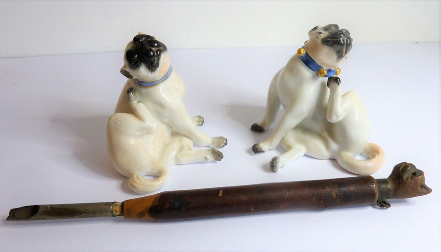 A small selection of mostly late 19th / early 20th century ceramic pugs to include an opposing - Image 19 of 20