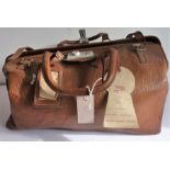 A 1940s / 1950s  flight bag, 'The Reliant'; hand-stitched brown-leather, the interior with
