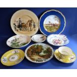 A selection of various decorative plates and dishes to include a Spode bone-china plate, 'Full