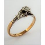 A 9-carat gold and platinum 1940s diamond engagement ring; ring size K/L (total weight 1.8g) (The