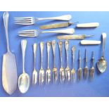Various silver-plated flatware together with some silver flatware