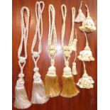 Two pairs of fine quality curtain tie-backs and a selection of tassels