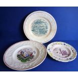 Two 19th century Prattware-style plates; one Temperance themed and the other with Benjamin