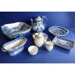 A selection of mostly blue-and-white to include a 19th century Chinese teapot and a small early 20th