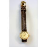 A ladies 9-carat yellow-gold dress wristwatch; the light-bronze-coloured dial signed Zenith and with