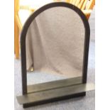 A modern ebonised mirror unit with single shelf (73cm high x 60cm wide (shelf))