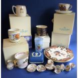 A good selection of ceramics to include boxed Coalport Royal commemorative china mugs and a Foley