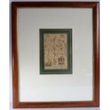 A framed and glazed (later) early hand-coloured map engraving of East Grinstead (18.5cm x 12cm)
