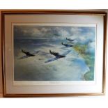 FRANK WOOTTON OBE (20th century); framed and glazed limited edition print (203/850) of D-Day 6th