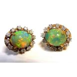 A pair of 18-carat gold, opal and diamond cluster earrings (The cost of UK postage via Royal Mail