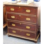 A good early 19th century style (later) two-part Anglo-Indian military-style rosewood secretaire