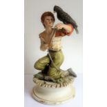 Three hand-decorated Capodimonte porcelain figures: 'The Pirates' by Guidolin with original