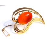 A 14-carat gold stone-set 'heart' brooch (9g) (The cost of UK postage via Royal Mail Special