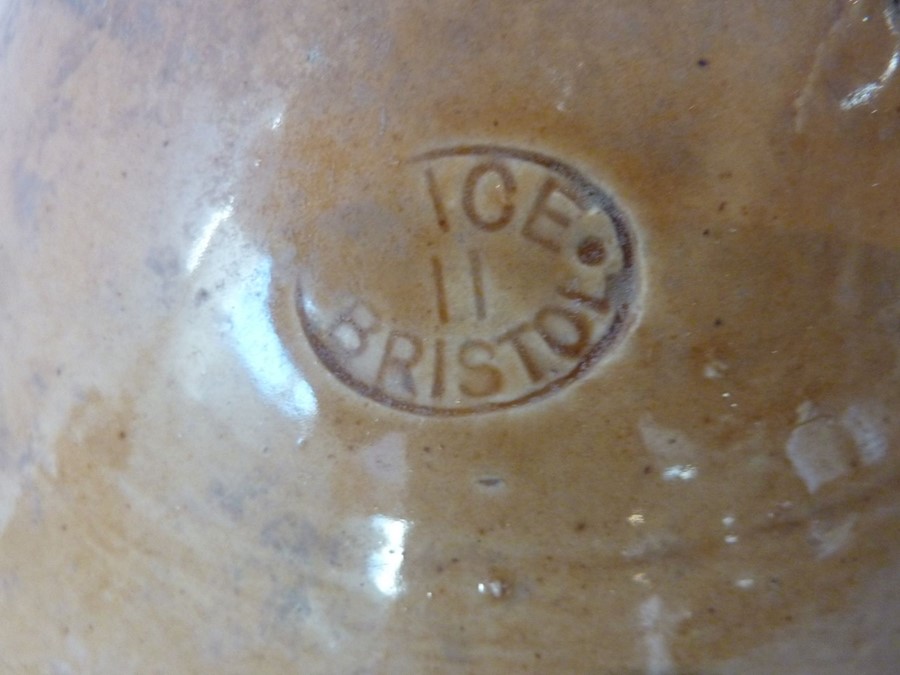 Five early 20th century stoneware jars / flagons together with a wooden biscuit barrel - Image 4 of 5