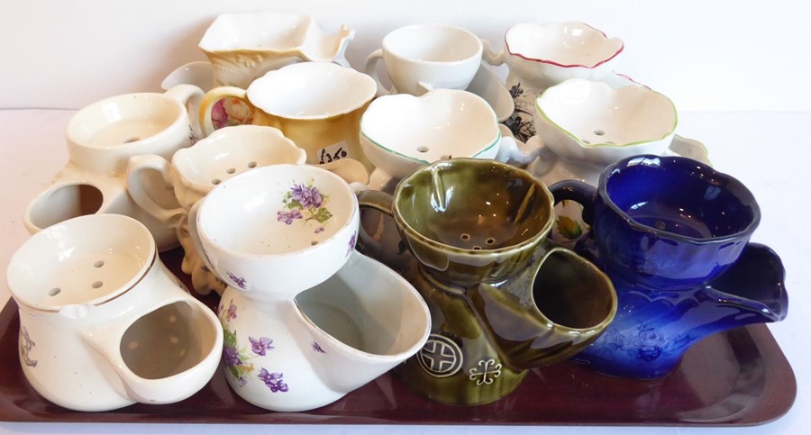 A collection of twelve various ceramic shaving mugs