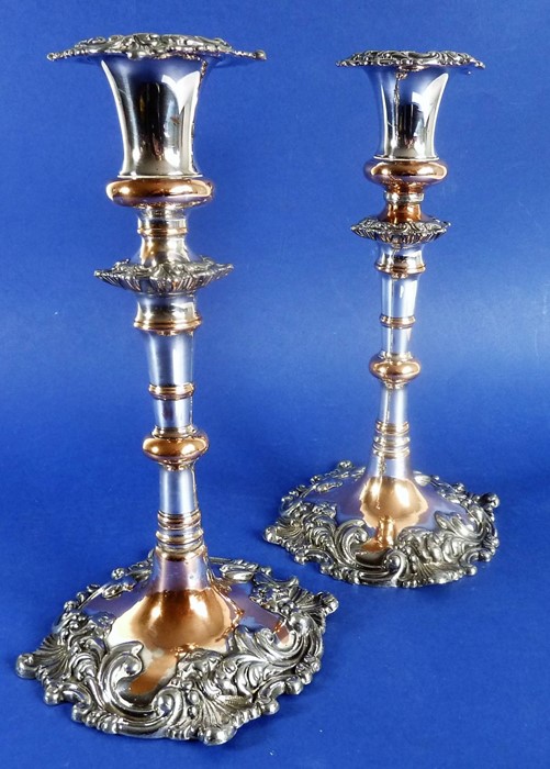 A pair of late 19th century Sheffield plate candlesticks - Image 2 of 2