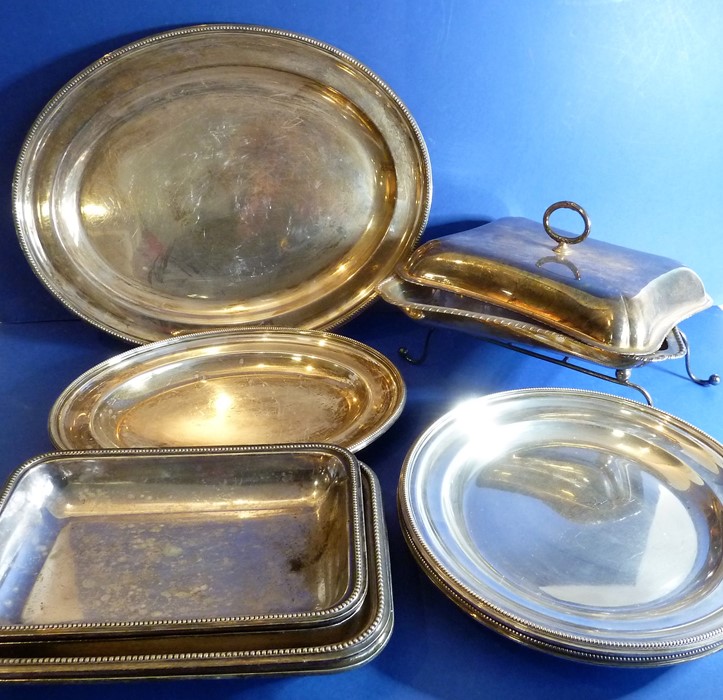 Early 20th century silver plate etc. to include entrée dishes, oval platters, circular dishes