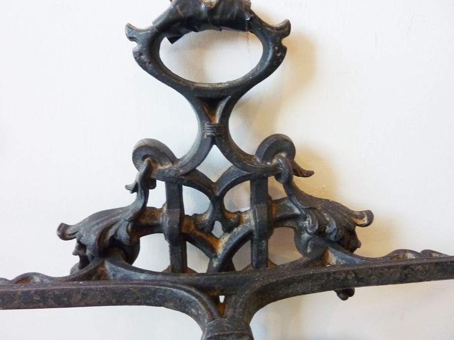 A black-painted cast-iron double umbrella/stick stand - Image 2 of 3