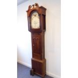 A large early/mid-19th century mahogany-cased eight-day longcase clock; the broken swan-neck